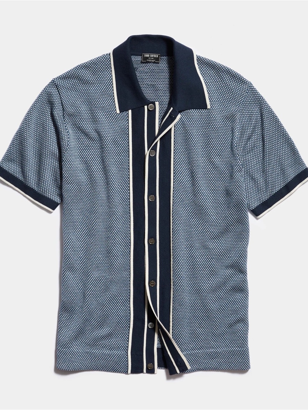 NWT Todd Snyder Full Placket Vertical Stripe Polo Small